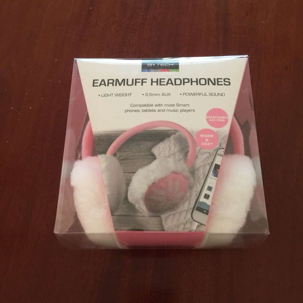 Earmuffs Headphones Pink White Snowflake